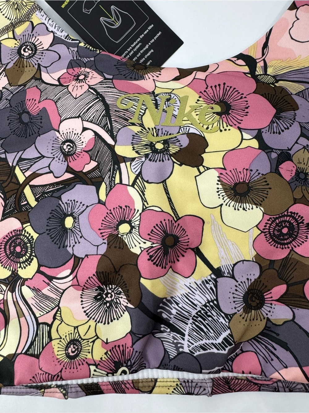 Nike Womens Multicolor Iron Stone Floral-Print Dri-FIT Padded Sports Bra Size XL - Picture 4 of 11